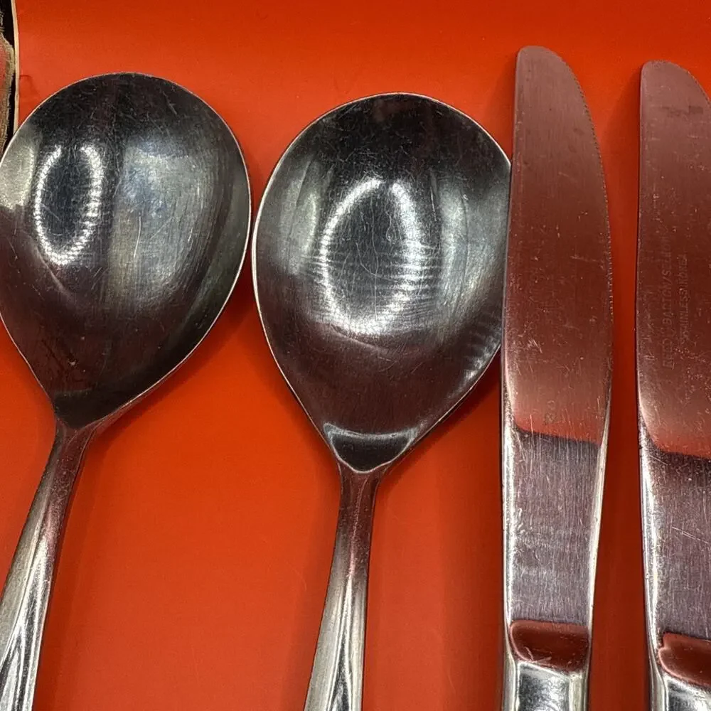 (6)Reed & Barton EDGARTOWN Soup Serving Spoon Knife Stainless Flatware Glossy